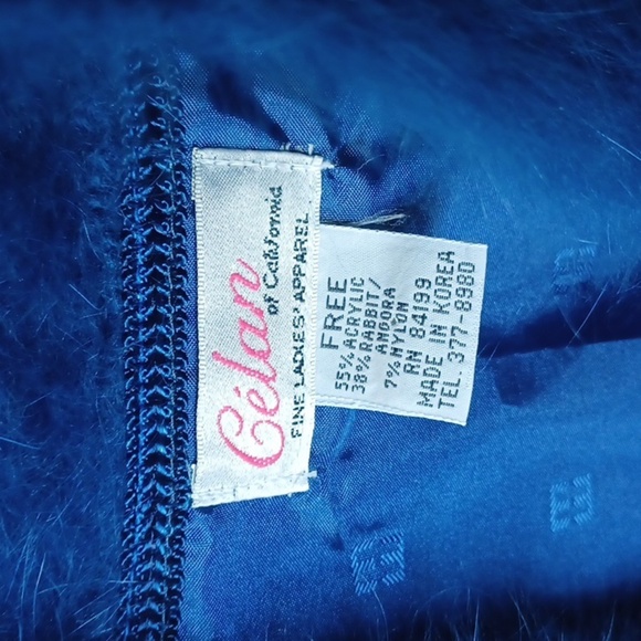 Celan of California cardigan fuzzy blazer, size L, Blue, lined - Picture 3 of 7